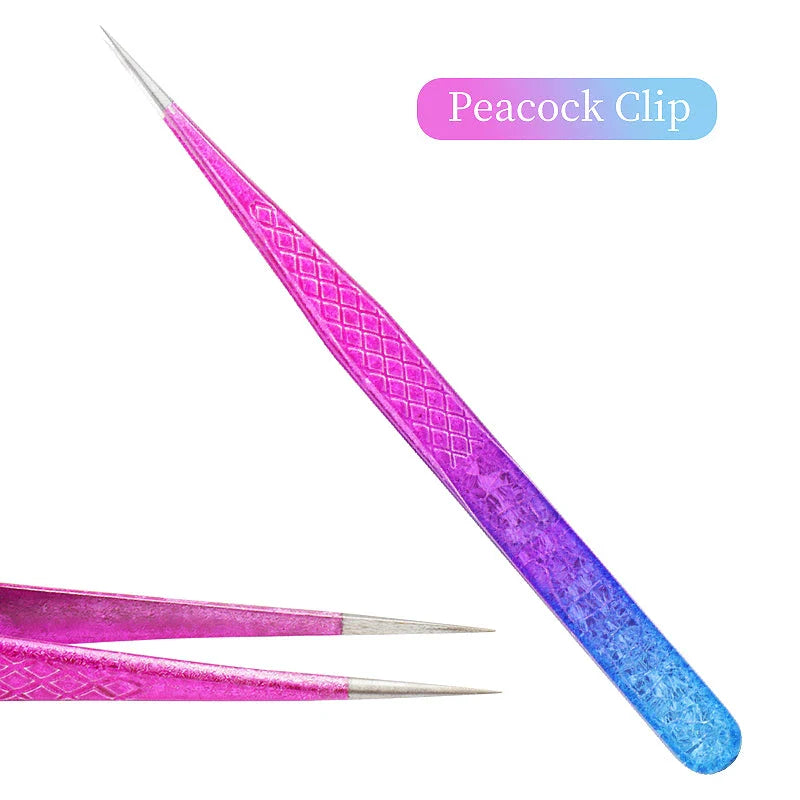 Precision Eyelash Tweezers with Elegant Ice Flower Design - Superhard Stainless Steel, Anti-static, Ergonomic Grip
