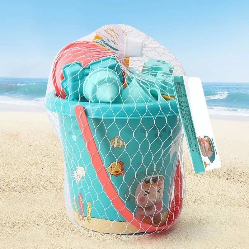 Vibrant 18-piece kids' beach and sand playset with colourful sand toys and shovel
