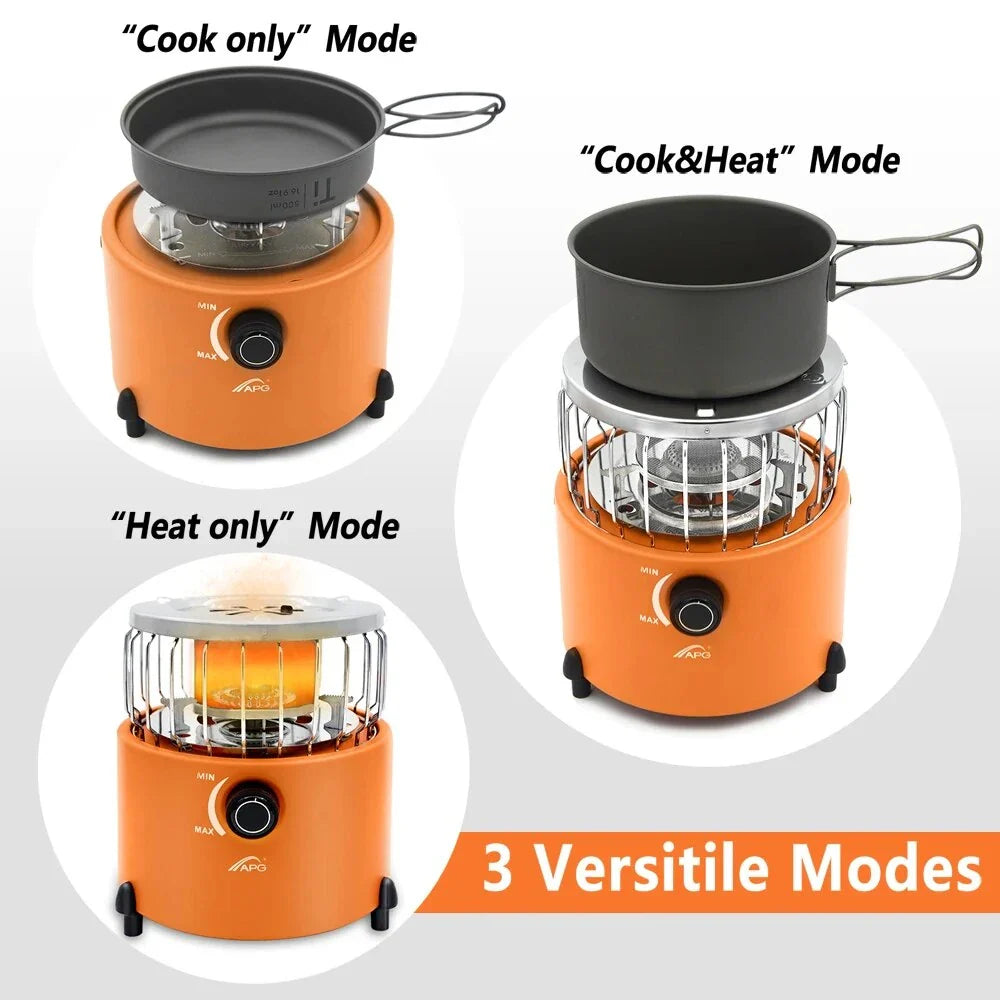 Versatile 2-in-1 Camping Stove and Gas Heater in blue colour, designed for outdoor comfort and convenience