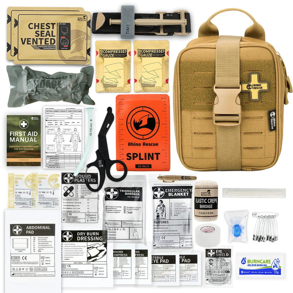 IFAK Trauma First Aid Kit with essential medical supplies for emergencies in car, home, travel, hiking and camping