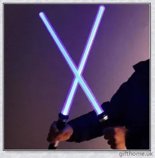 Premium dual-bladed lightsaber with sleek silver hilt, vibrant light modes, and sound effects for authentic Star Wars gameplay