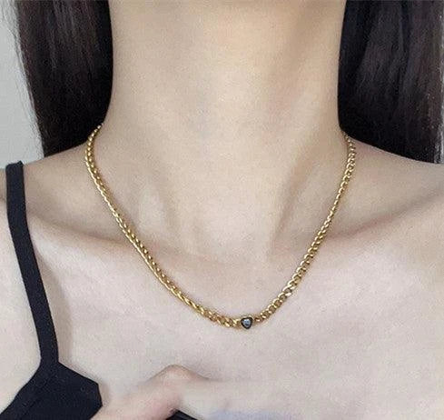 Gold Plated Collarbone Necklace with Delicate Black Chain - A Sophisticated Accessory for the Modern British Woman