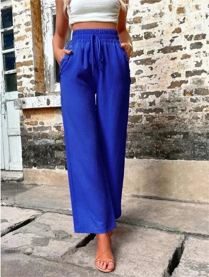 Stylish casual trousers with pockets and elastic waistband for British women