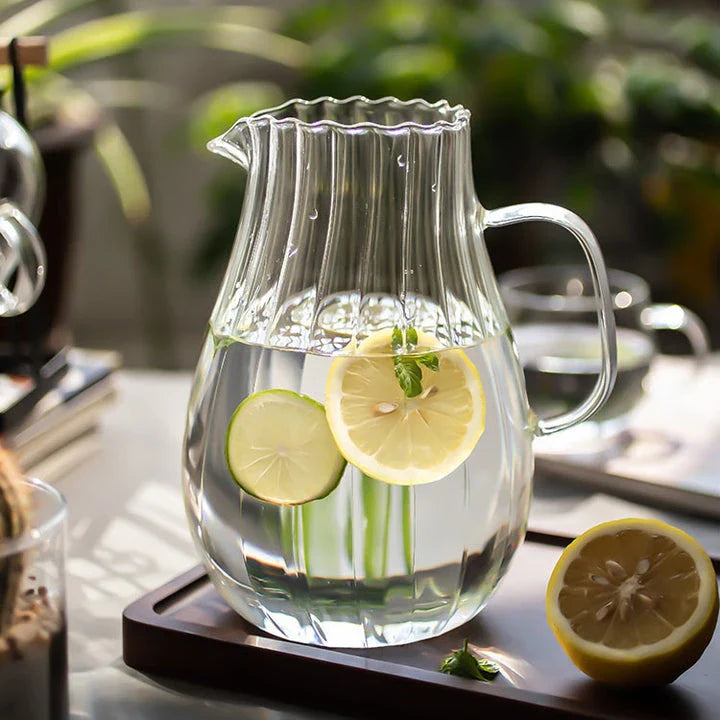 Premium 1700ml glass kettle with sleek, modern design for serving hot and cold drinks