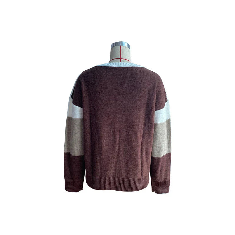 A stylish women's long sleeve leopard print pullover jumper in a classic coffee brown colour