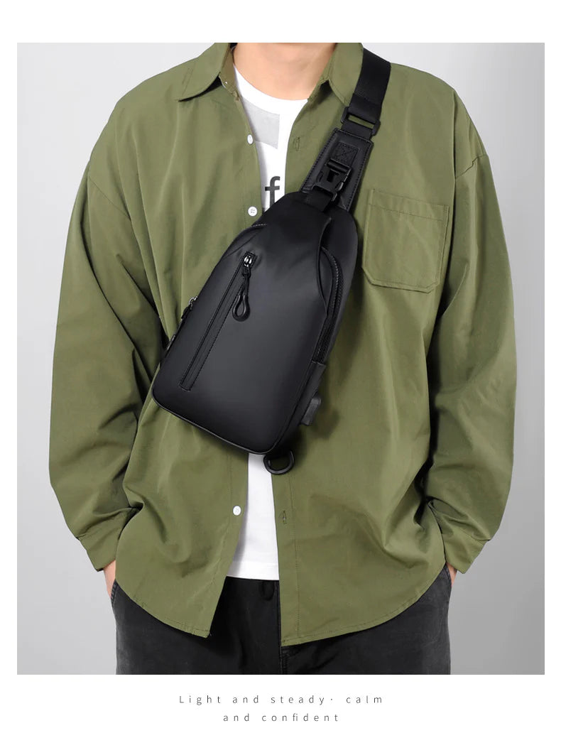 Versatile blue sling crossbody backpack for men with adjustable strap and spacious interior