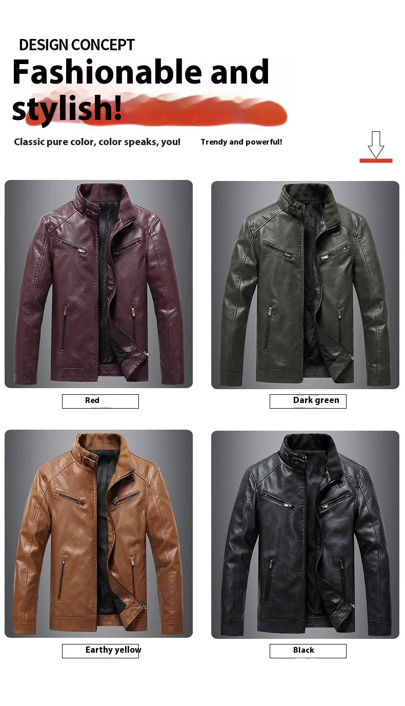 Stylish Fleece-Padded Jacket with PU Leather Accents in Various Colours