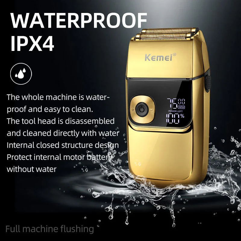Premium 2-in-1 Electric Foil Shaver with Adjustable Speed Settings, Waterproof Design, and Automatic Cleaning Function