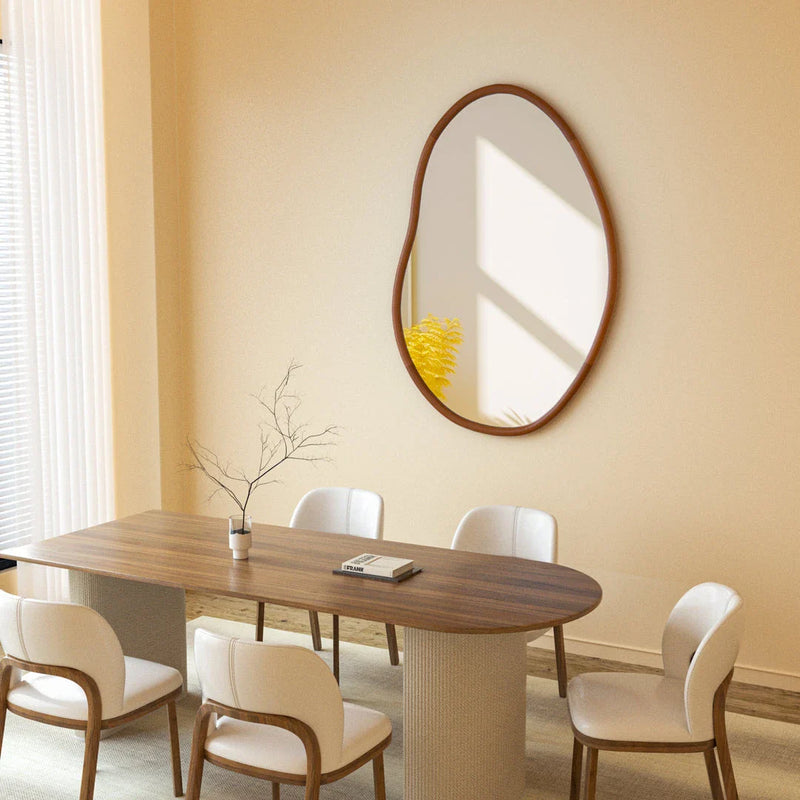 GiftHome UK Stylish Mid-Century Asymmetric Decorative Wall Mirror with Solid Beech Frame