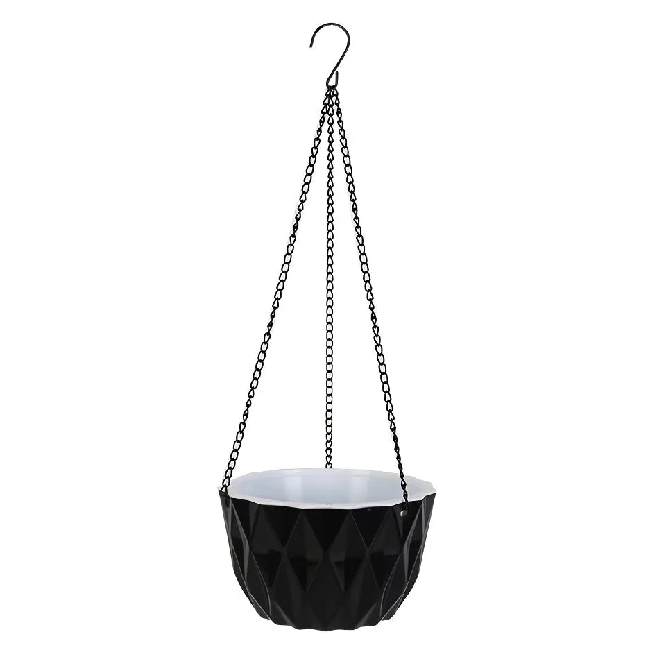Modern white polyresin wall-mounted flower planter with sleek, contemporary design