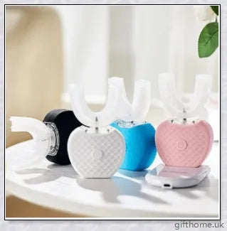 Premium Automatic Whitening Toothbrush with 360-degree rotating head, nano-blue light whitening, and gum massage features for sparkling smiles.