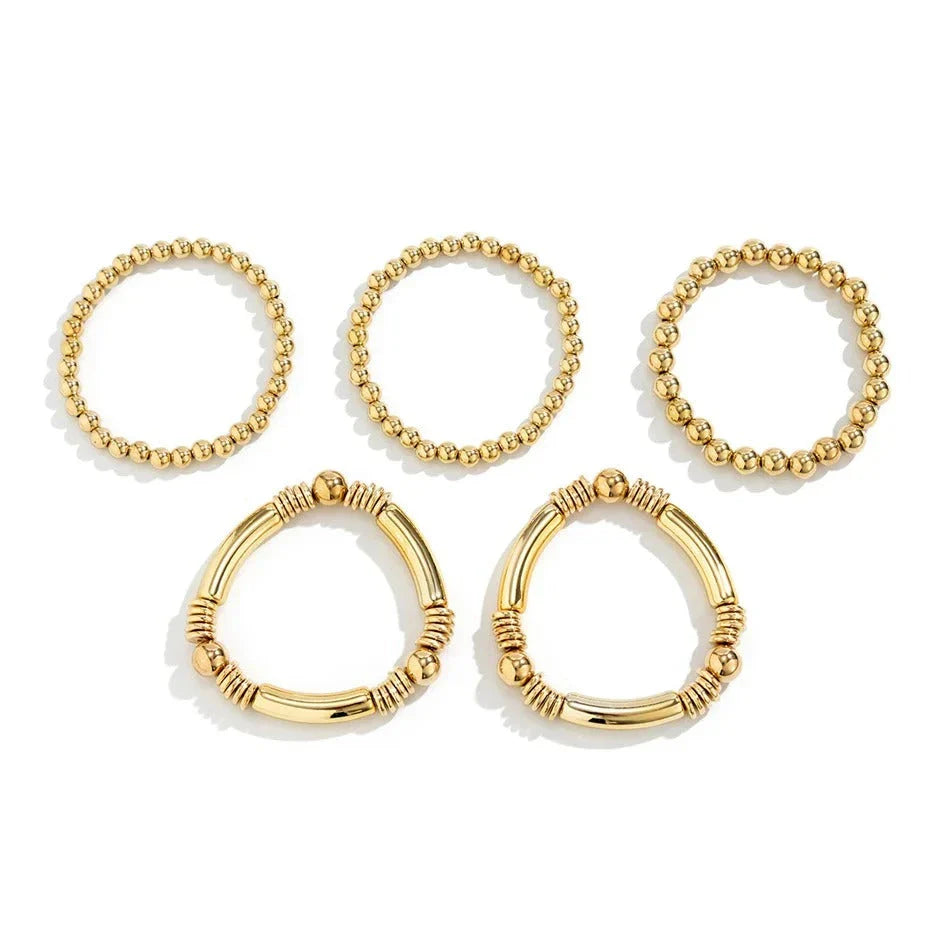 Striking beaded punk bracelet with dual-tone options, suitable for both men and women
