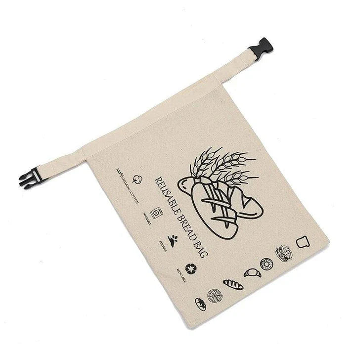 Organic cotton bread bag with dual-layer design for enhanced insulation and moisture control, preserving the freshness of homemade or artisanal breads.