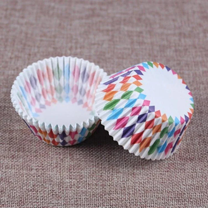 Premium British-made paper cupcake liners in a mixed colour pack, perfect for baking delicious treats at home
