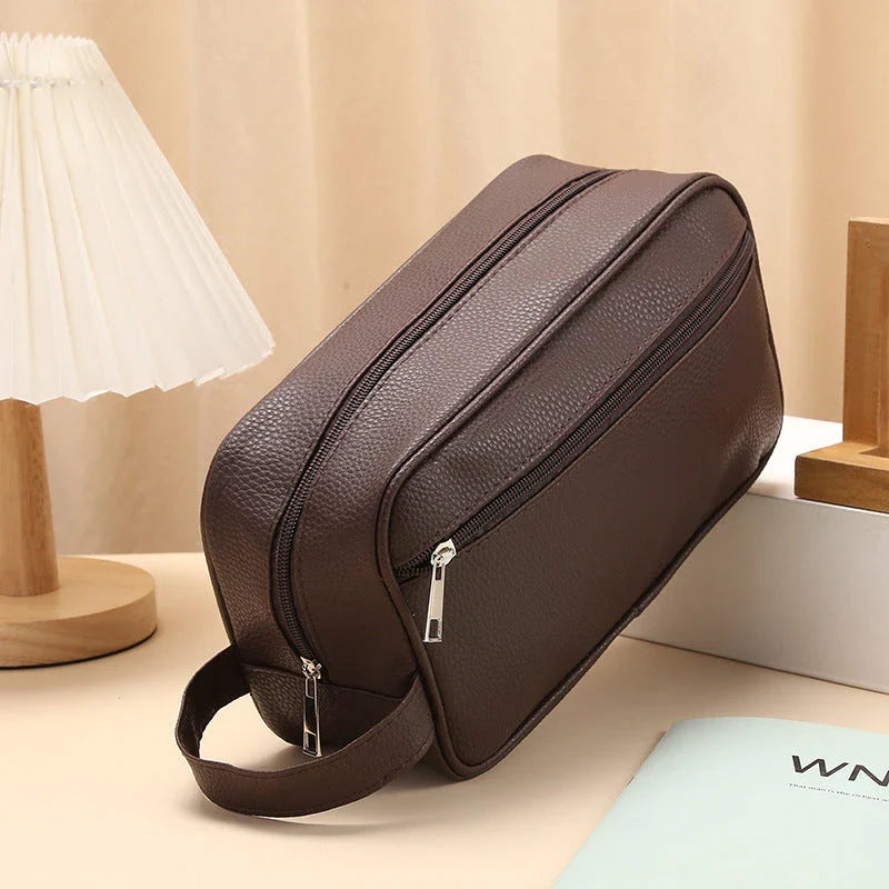 Trendha Men's Waterproof Toiletries Bag with sophisticated lychee pattern and ample storage capacity