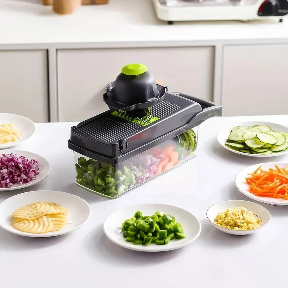 Trendha Multifunctional Vegetable Chopper with 14-in-1 functionality, durable construction, and easy cleanup