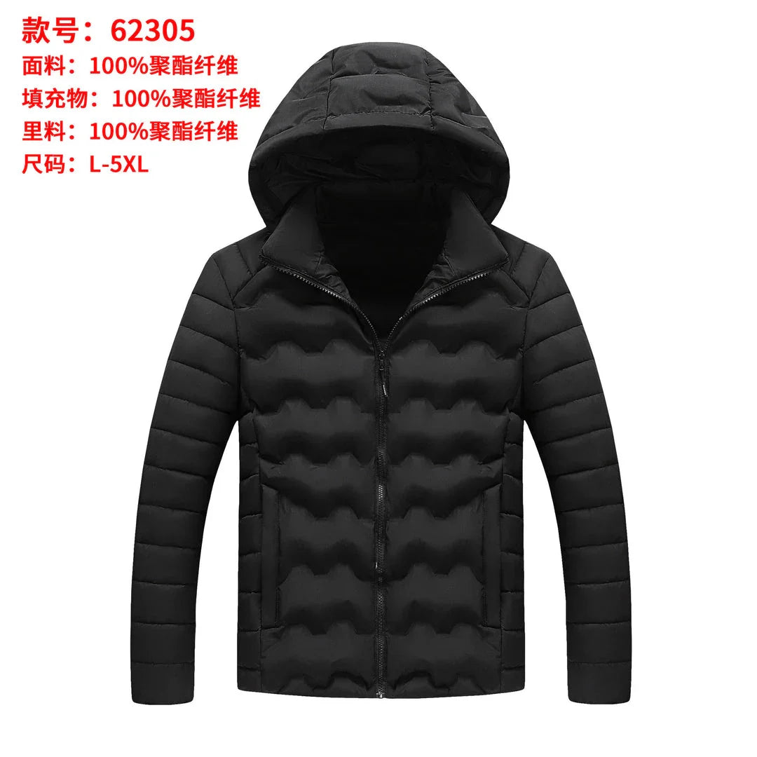 Grey men's padded jacket with cotton-polyester blend for warmth and comfort