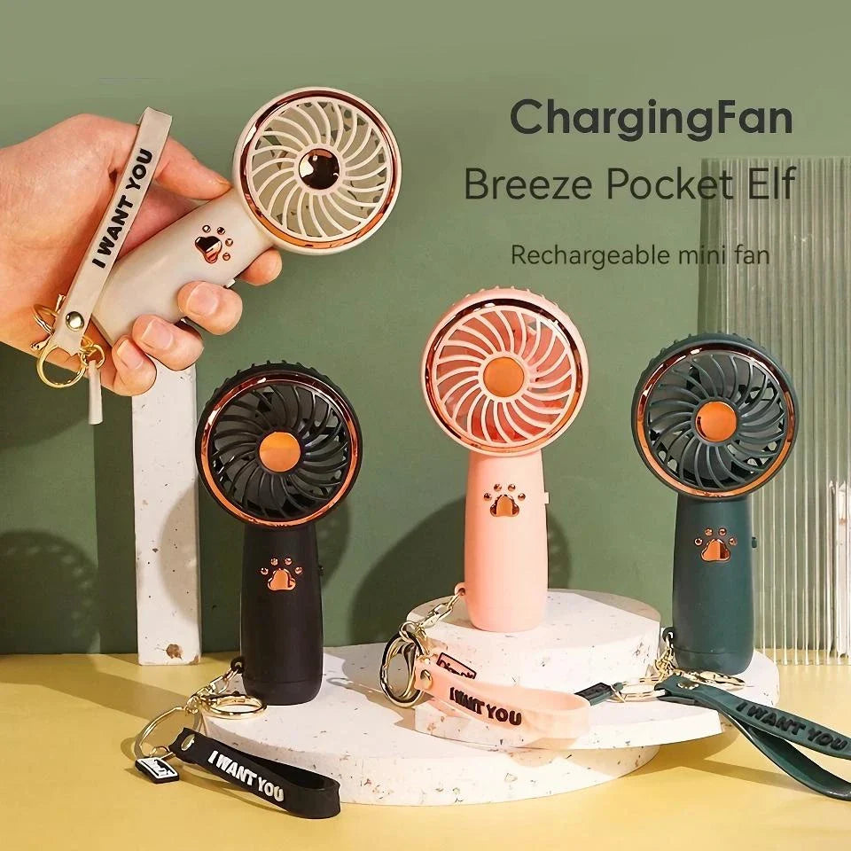 Compact, cartoon-themed USB handheld fan for keeping cool during the summer months