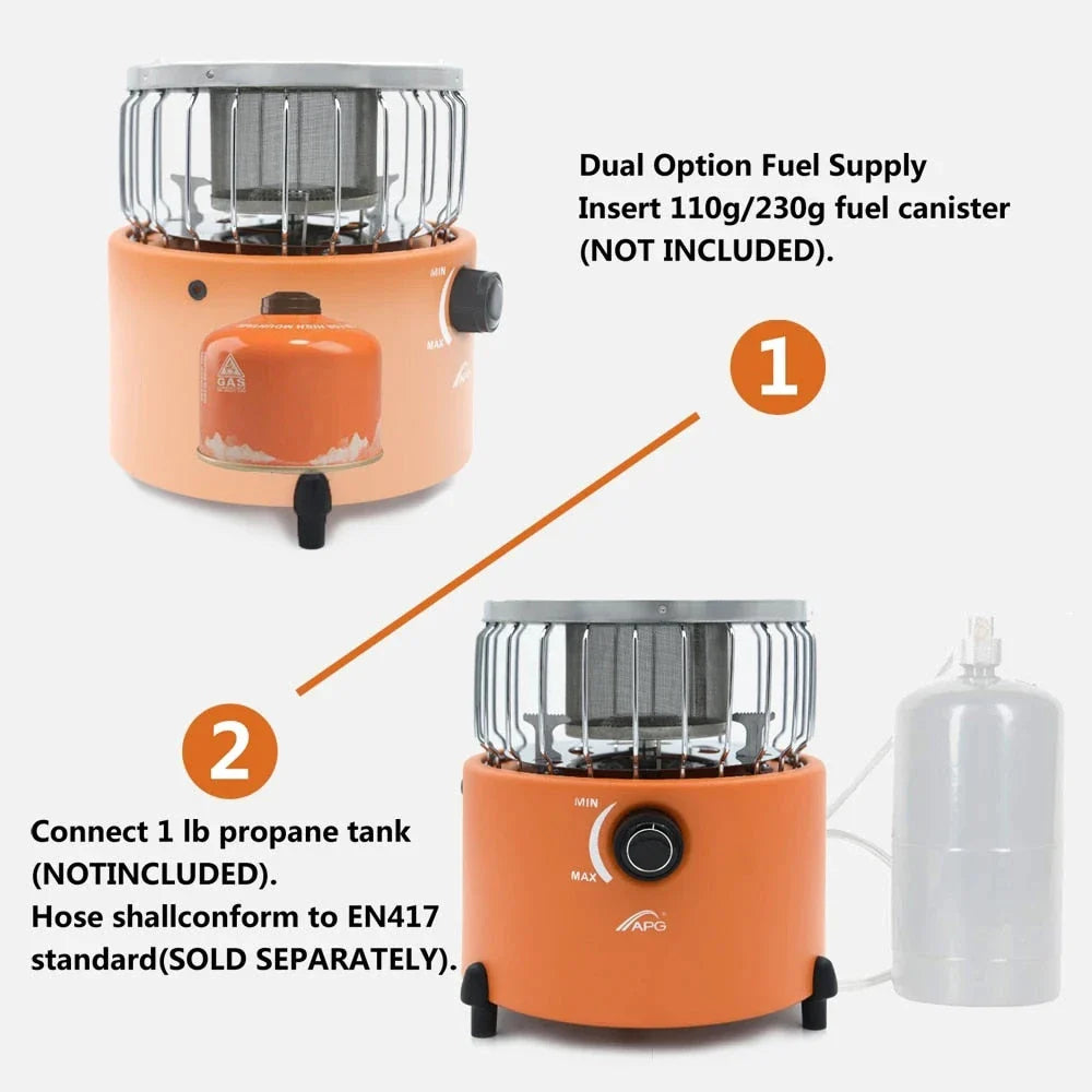 Versatile 2-in-1 Camping Stove and Gas Heater in blue colour, designed for outdoor comfort and convenience