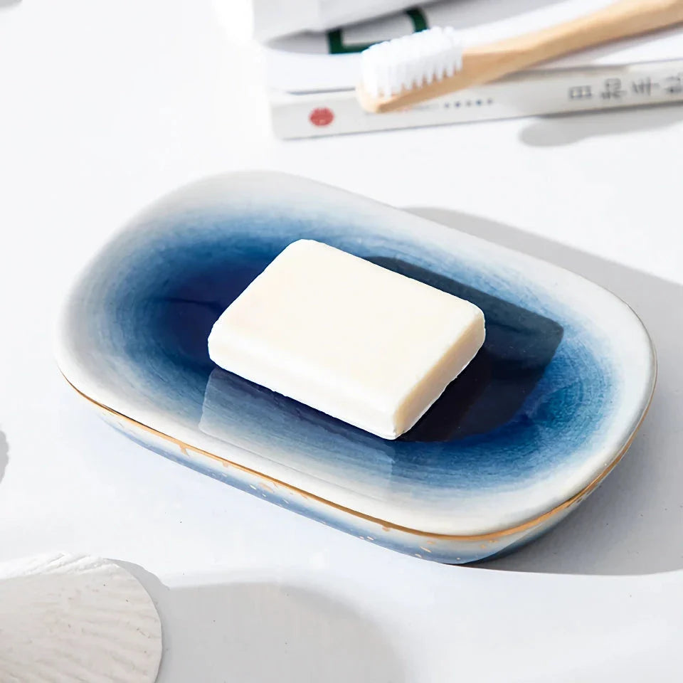 Luxury Ceramic Bathroom Accessory Set with shampoo dispenser, toothbrush cup, soap box, and versatile container in a modern, minimalist design