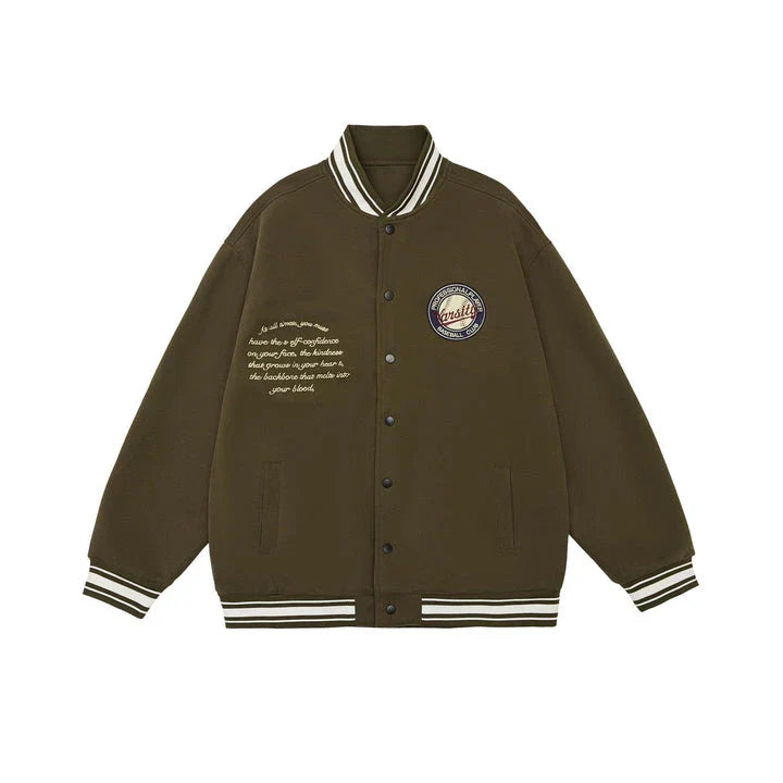 American Retro Embroidered Baseball Jacket with Vintage-Inspired Design and Relaxed Fit