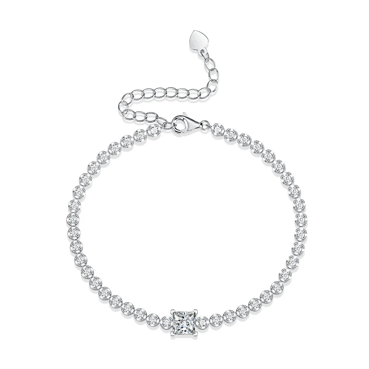 Elegant 925 silver bracelet with a captivating moissanite Rubik's Cube design, perfect for special occasions and everyday wear.