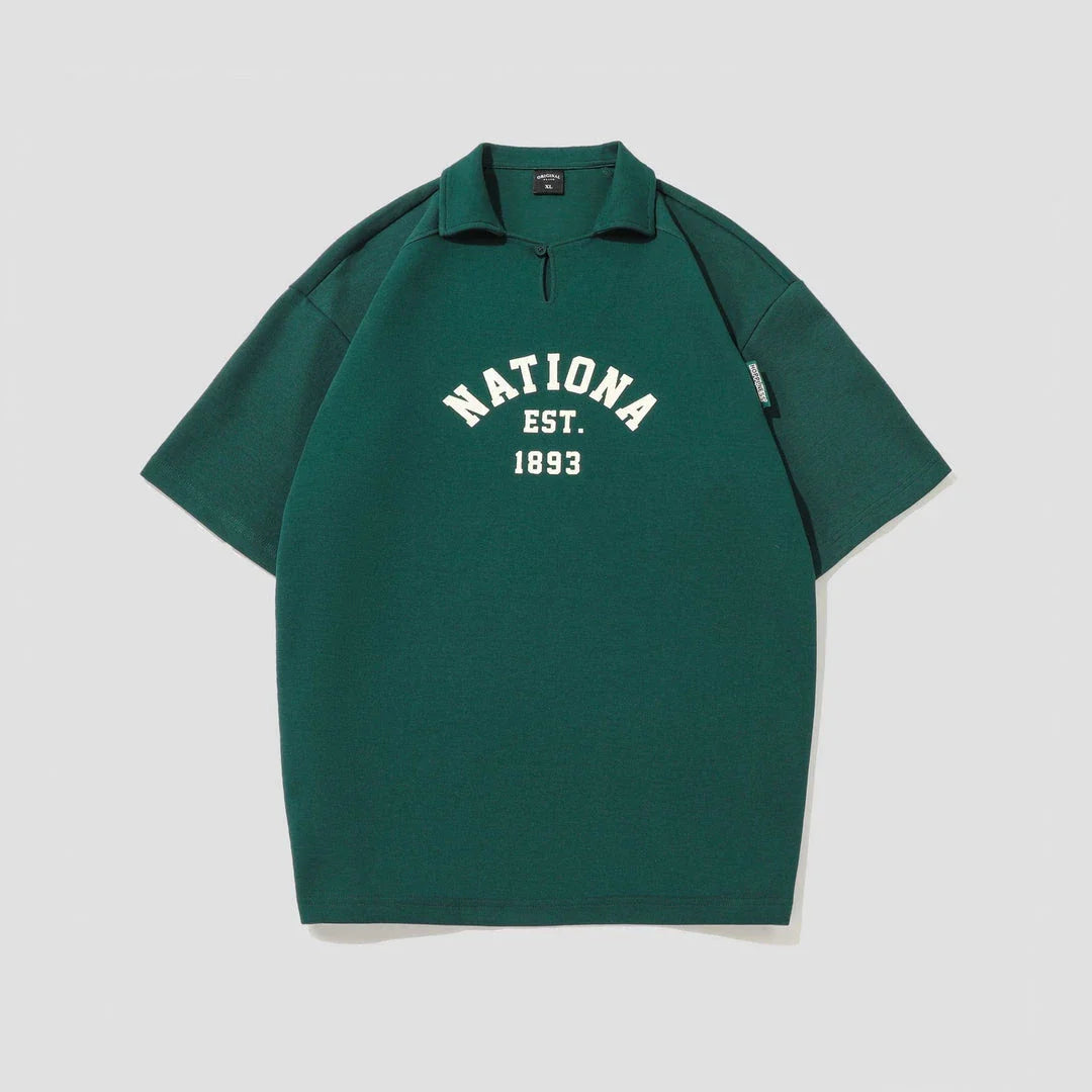 Premium half-sleeve cotton shirt with pearl collar in brown, melange grey, and dark green colours