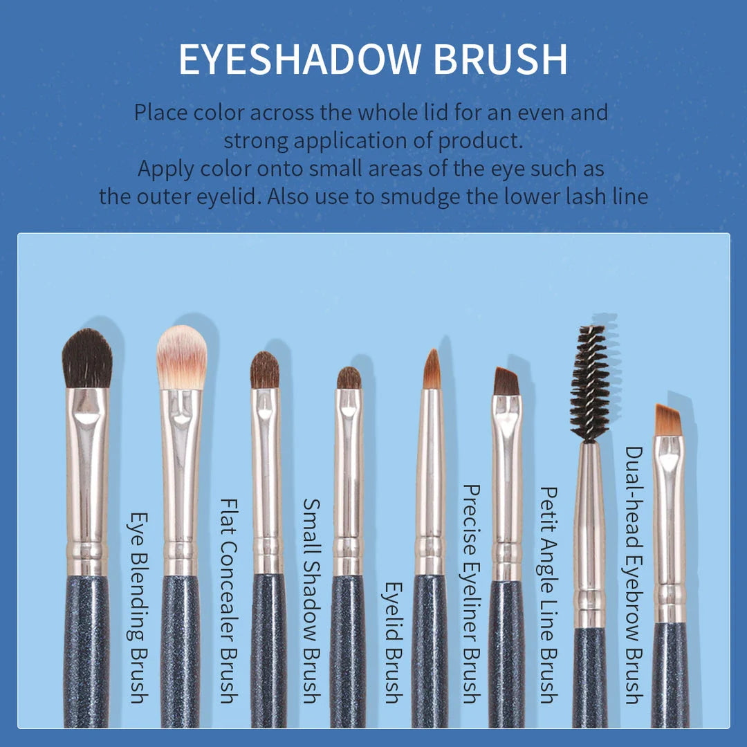 Premium 13-Piece Eye Makeup Brush Set with natural and synthetic bristles for flawless eye makeup application