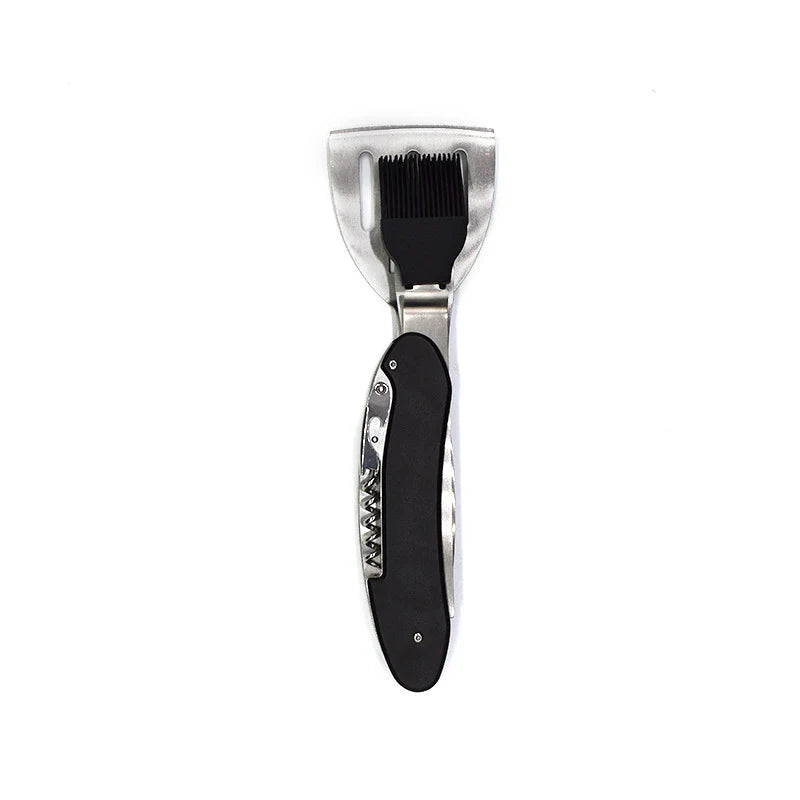 Premium 5-in-1 barbecue multi-tool with stainless steel construction and versatile grilling accessories
