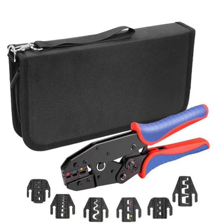 Premium crimping pliers with European-style handles and carbon steel construction for precise, professional-grade terminal crimping