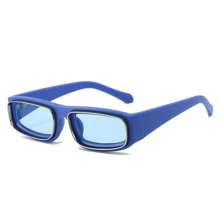 Stylish Small Rectangle Punk Sunglasses with an edgy, retro-inspired design and UV400 protection