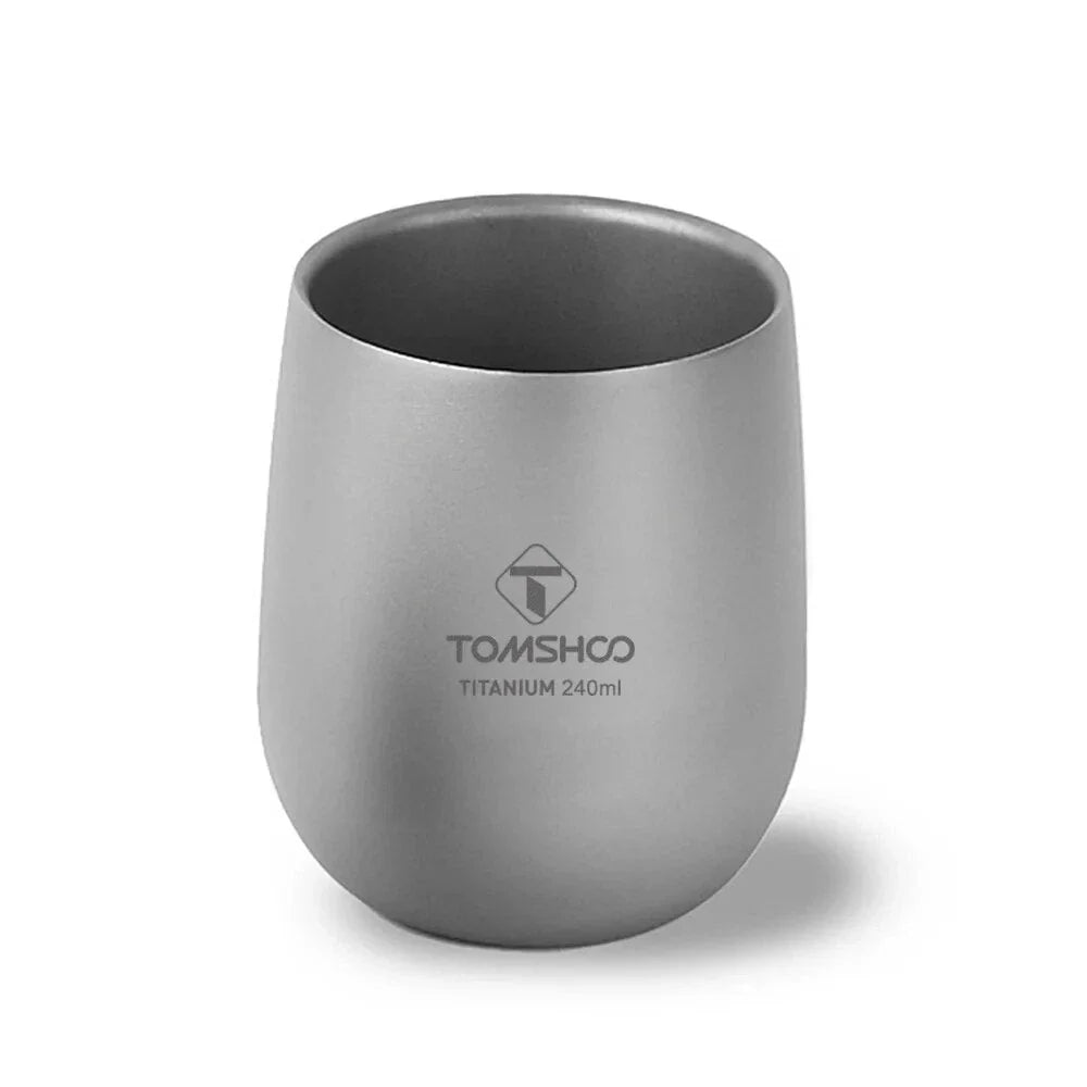 Robust and insulated titanium camping mug with double-wall design for maintaining optimal temperature of hot and cold beverages during outdoor activities