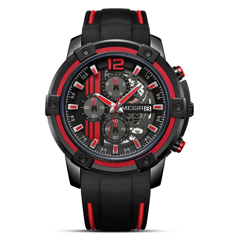 Men's Skeleton Calendar Fashion Watch with Large Dial, Showcasing Intricate Mechanical Movement and Stylish Design