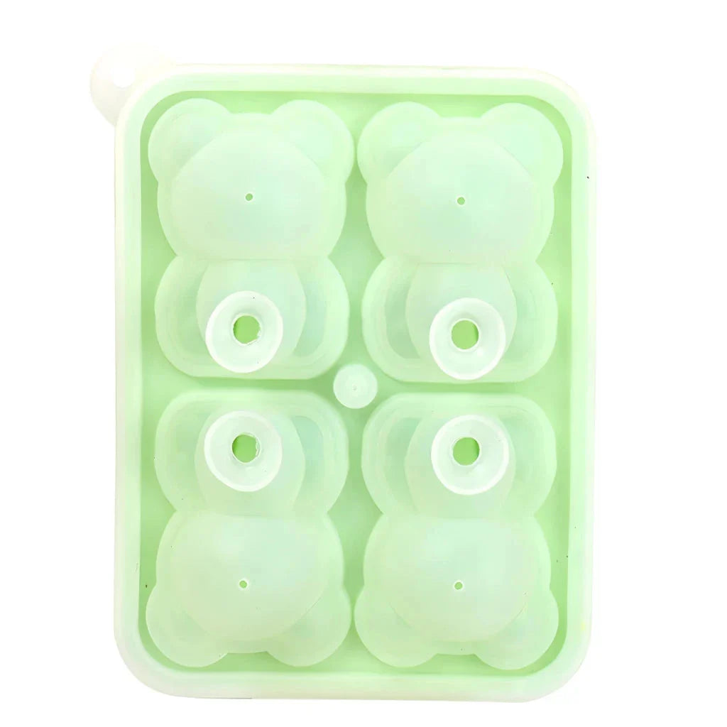 Yellow silicone bear-shaped ice cube mould for creating fun and creative frozen treats