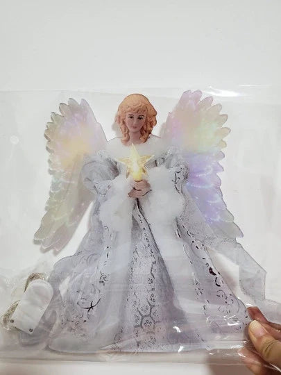 Glowing Angel Christmas Tree Topper with LED Lights - Exquisite Acrylic Decoration for Festive Celebrations