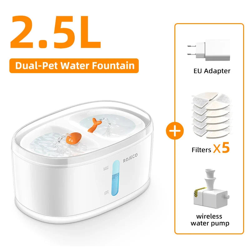 Automatic Wireless Pet Water Fountain with Dual Drinking Zones - Premium Hydration Solution for Cats and Dogs