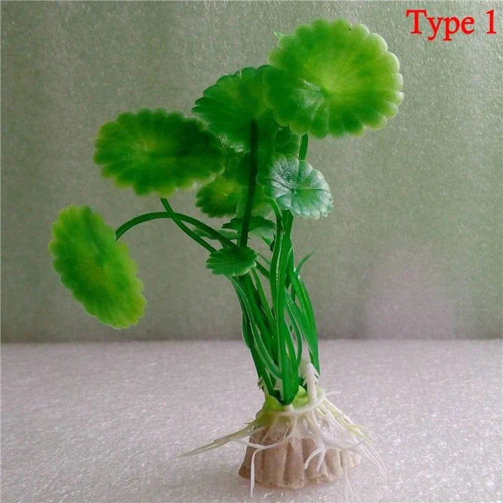 Vibrant multicolour artificial aquarium plants in various styles and sizes