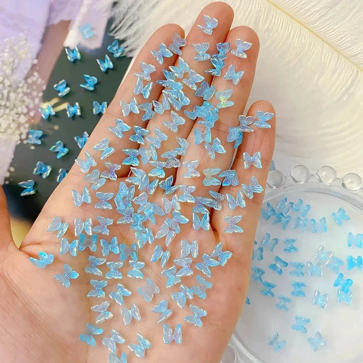 Captivating Aurora Butterfly Nail Charms with a mesmerising reflective effect, perfect for elevated DIY nail art