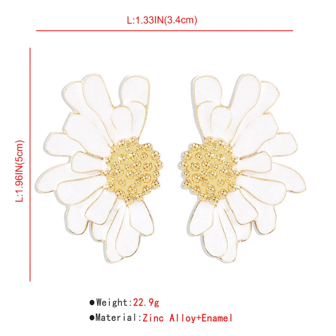 Vibrant, multi-coloured floral petal stud earrings with a blend of bohemian and modern influences
