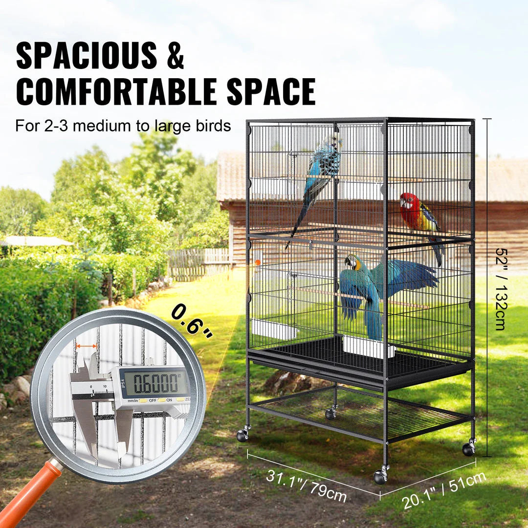 Spacious and durable large bird flight cage with rust-proof and waterproof construction, providing ample space for medium to large birds to thrive.