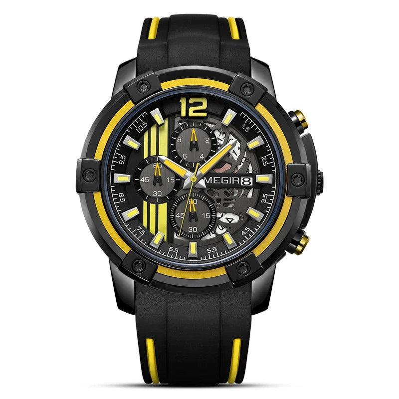 Men's Skeleton Calendar Fashion Watch with Large Dial, Showcasing Intricate Mechanical Movement and Stylish Design