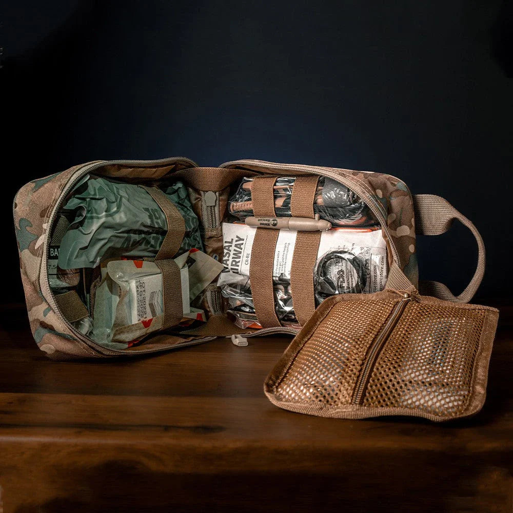 IFAK Trauma First Aid Kit with essential medical supplies for emergencies in car, home, travel, hiking and camping