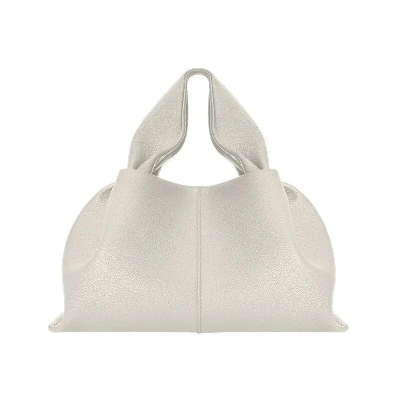 Sophisticated ruched pleated PU leather tote bag in beige, grey, and black colours