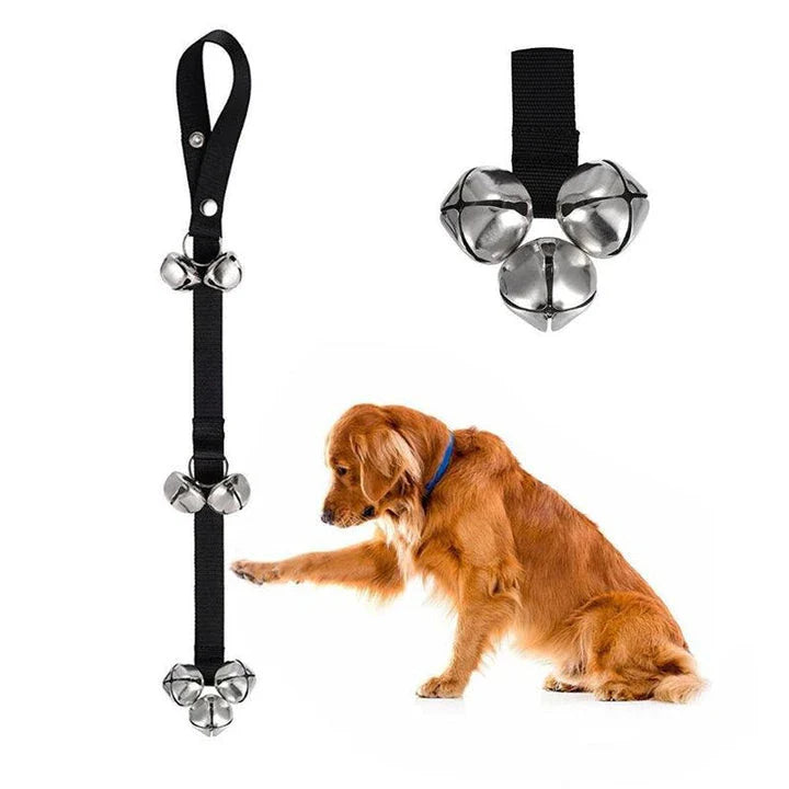 A durable dog training doorbell made of nylon and metal bells, designed to help teach your pet new skills and improve communication.