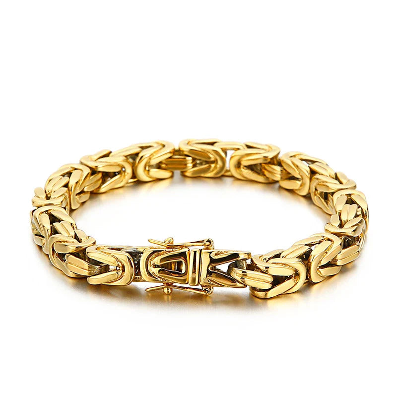 Stylish stainless steel square chain bracelet with an electroplated finish, designed for the modern gentleman