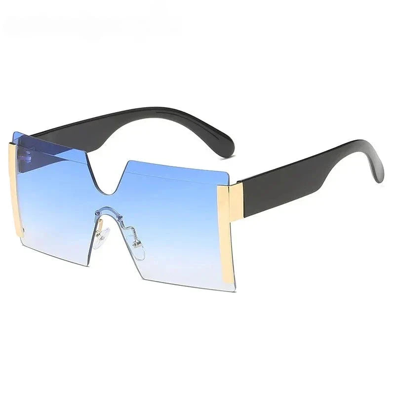 Stylish rimless gradient square sunglasses for women, featuring a bold and versatile design with gradient lenses for enhanced privacy and sun protection.