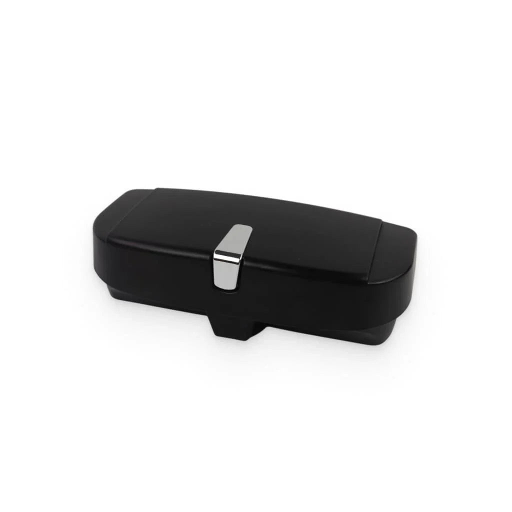 Magnetic car sunglasses case with storage slot for ID, cards, and parking tickets