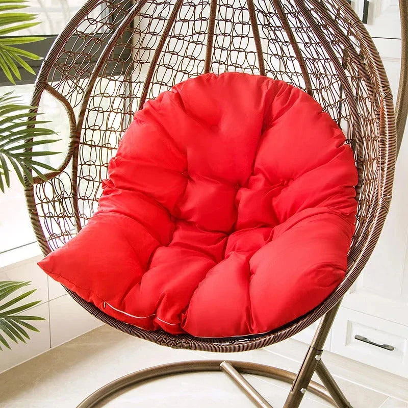 Premium hammock chair cushion with thickened brushed fabric and 7D hollow fibre cotton filling, designed for cosy outdoor relaxation on garden swings