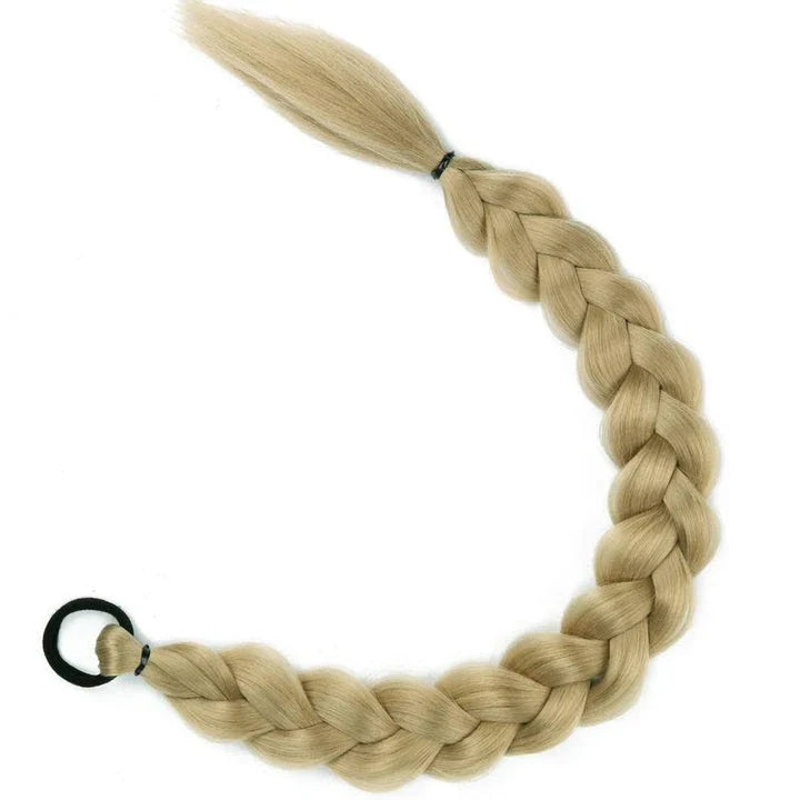24-Inch Synthetic Braided Ponytail Hair Extension in Blonde Colour, Offering Luxurious British Style and Elegant Transformation