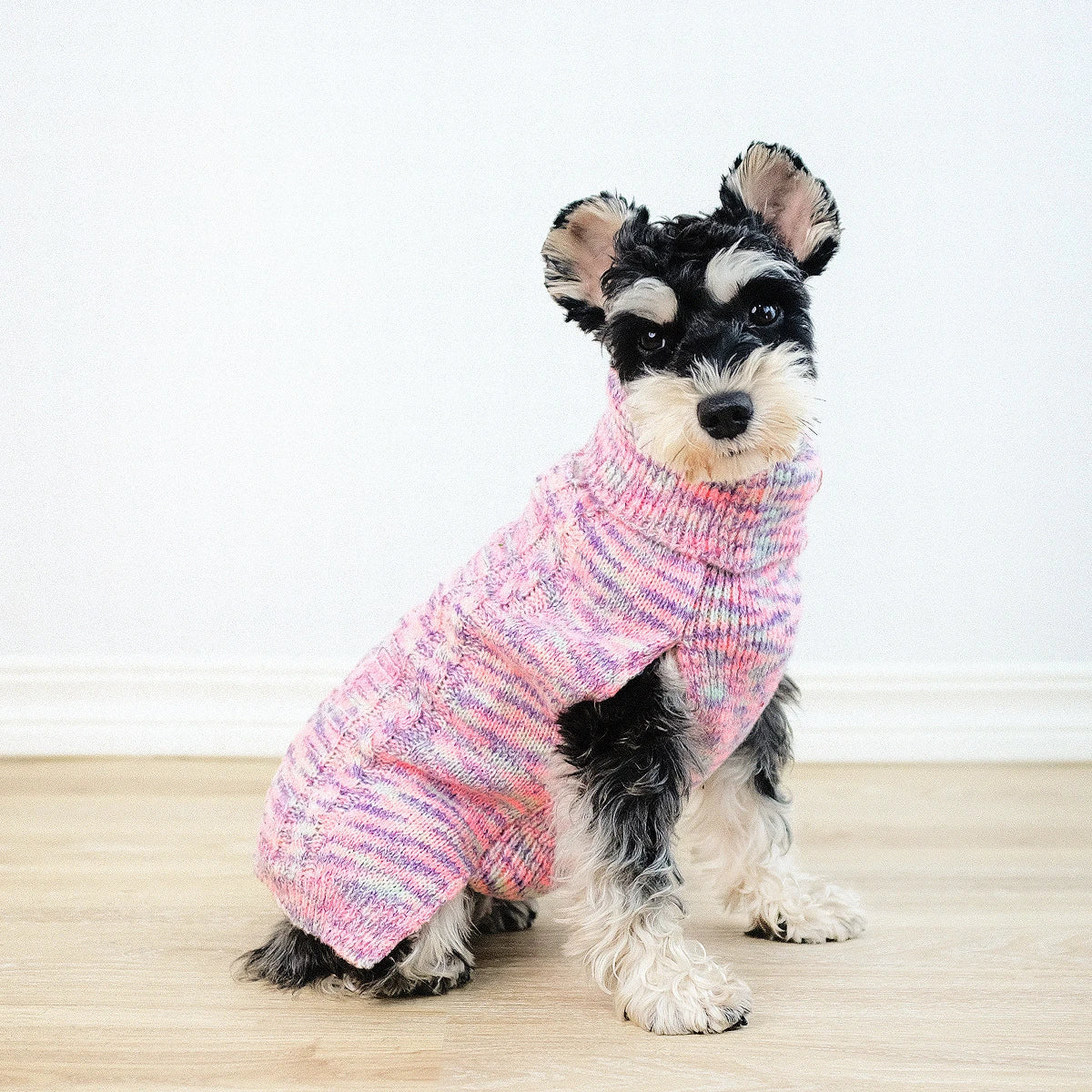 Stylish and cosy purple turtleneck sweater for pets, made with premium acrylic fibres for maximum comfort and warmth.